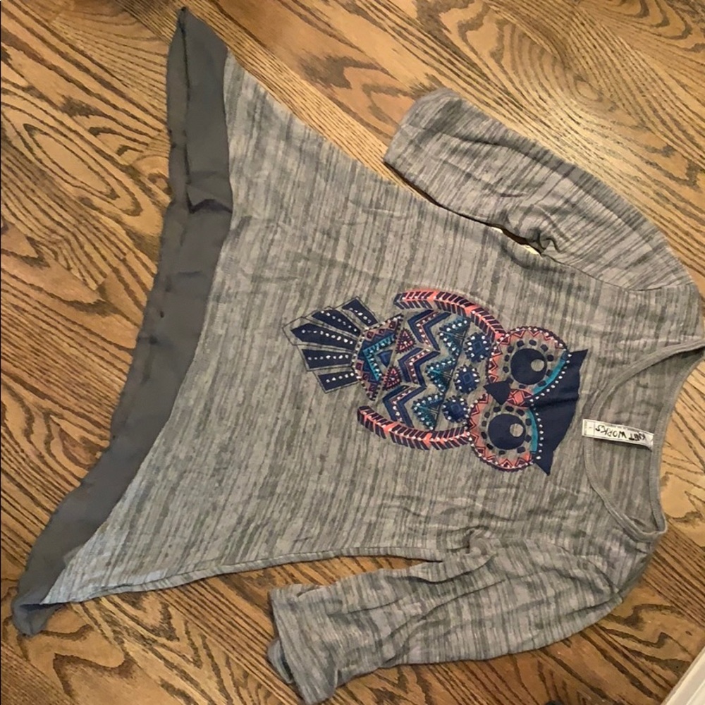 Knit works- girls owl shirt